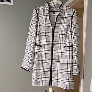 Brand new plaid jacket with faux leather trim